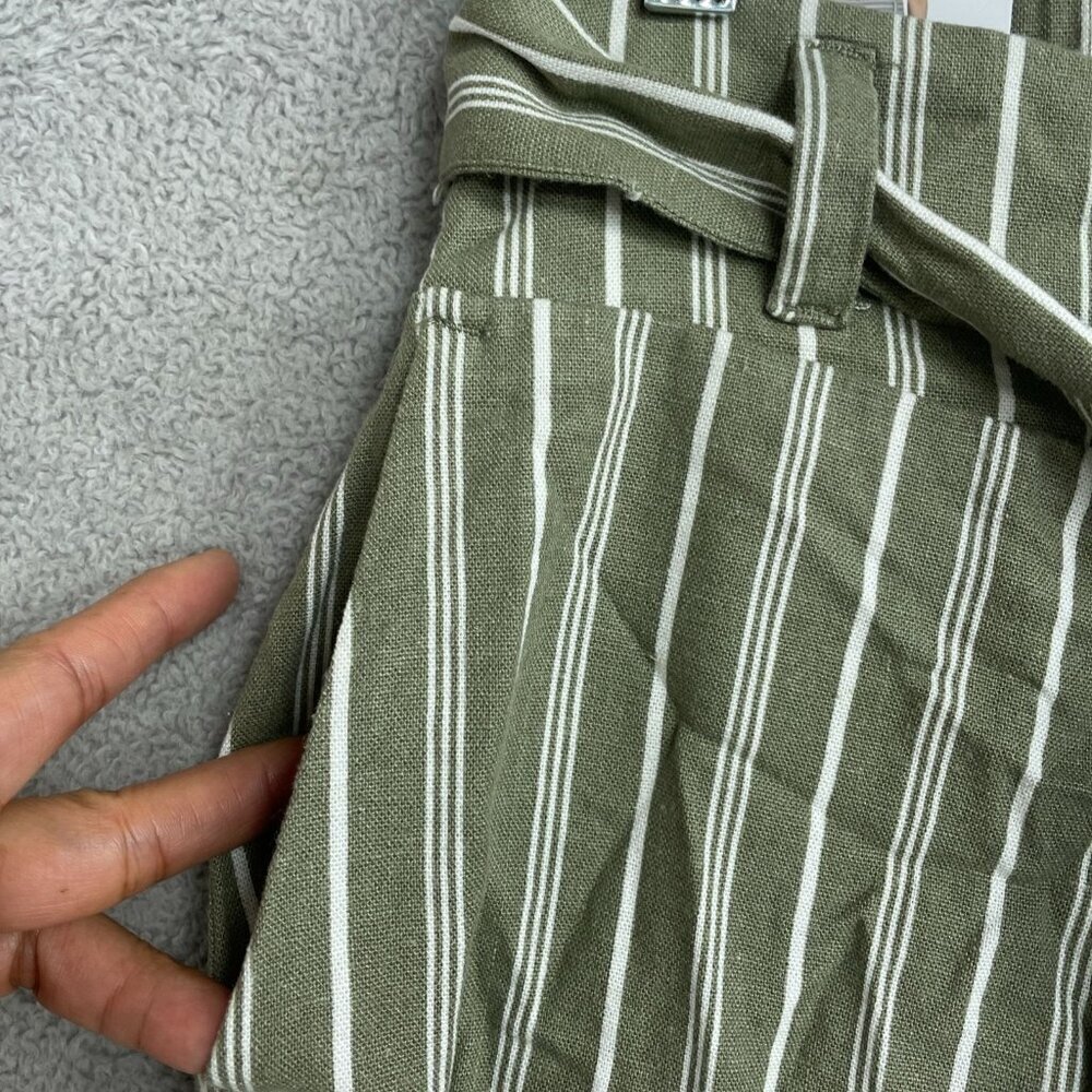 NEW Soundstyle Striped Women's S Green Linen Blend Wide-Leg Pants - Picture 6 of 8